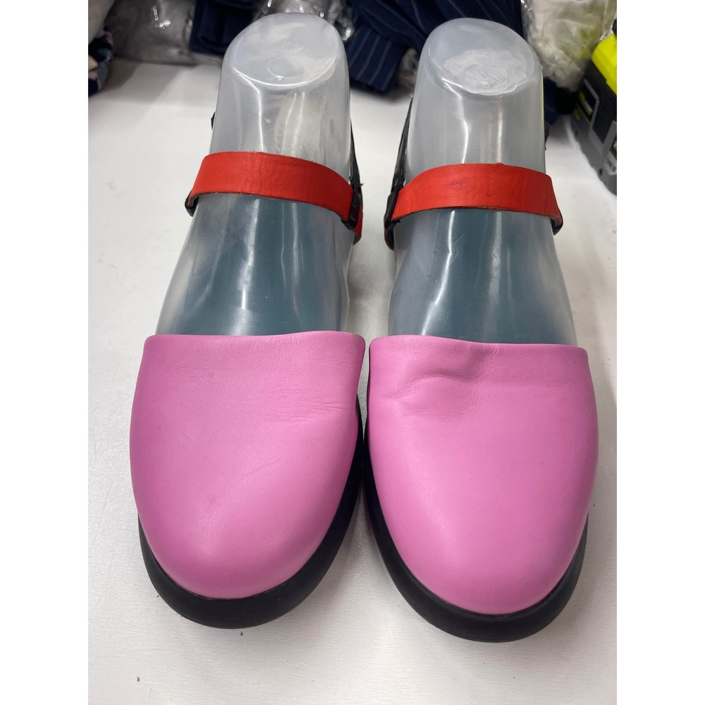 Camper Right Nina Colorblock Leather Sandals Pink Red Teal Size 39 Flat Shoes